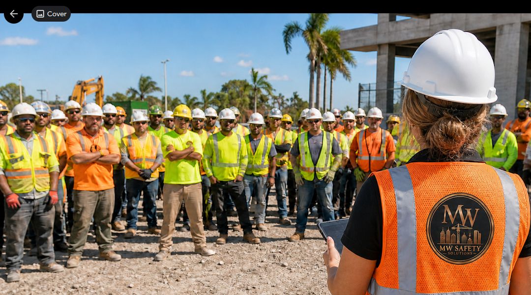 MW Safety Solutions leading a construction Safety Stand-Down with a jobsite crew